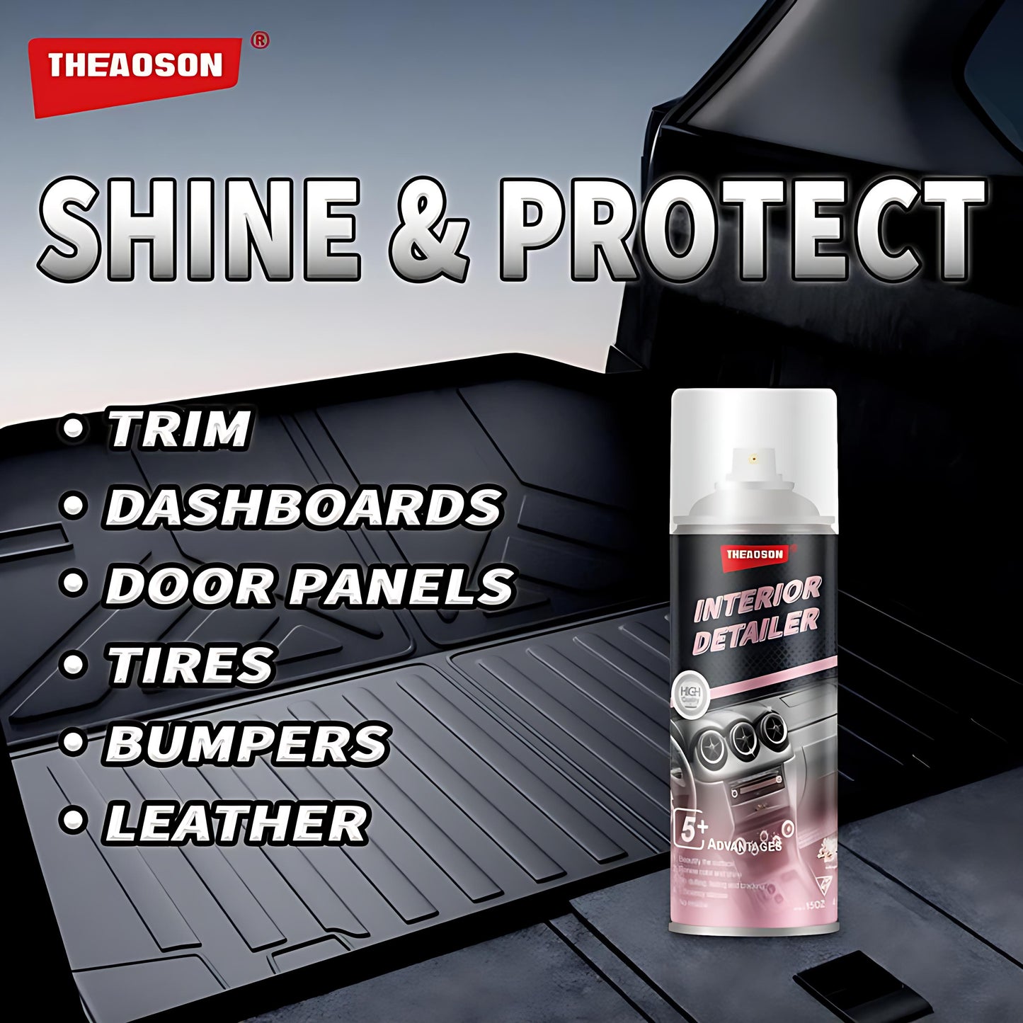 THEAOSON Detailer, and Plastic Surfaces Car Interior Detailer and Protectant, waterless Spray Wax:Plastic, Rubber, Leather Cleaner for Car lnteriors&Exteriors、Automotive Care