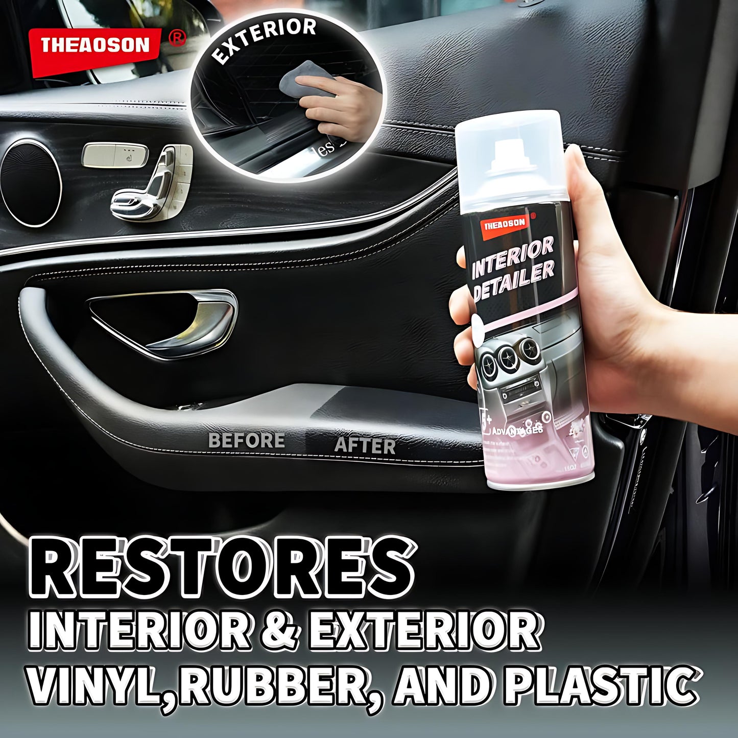 THEAOSON Detailer, and Plastic Surfaces Car Interior Detailer and Protectant, waterless Spray Wax:Plastic, Rubber, Leather Cleaner for Car lnteriors&Exteriors、Automotive Care